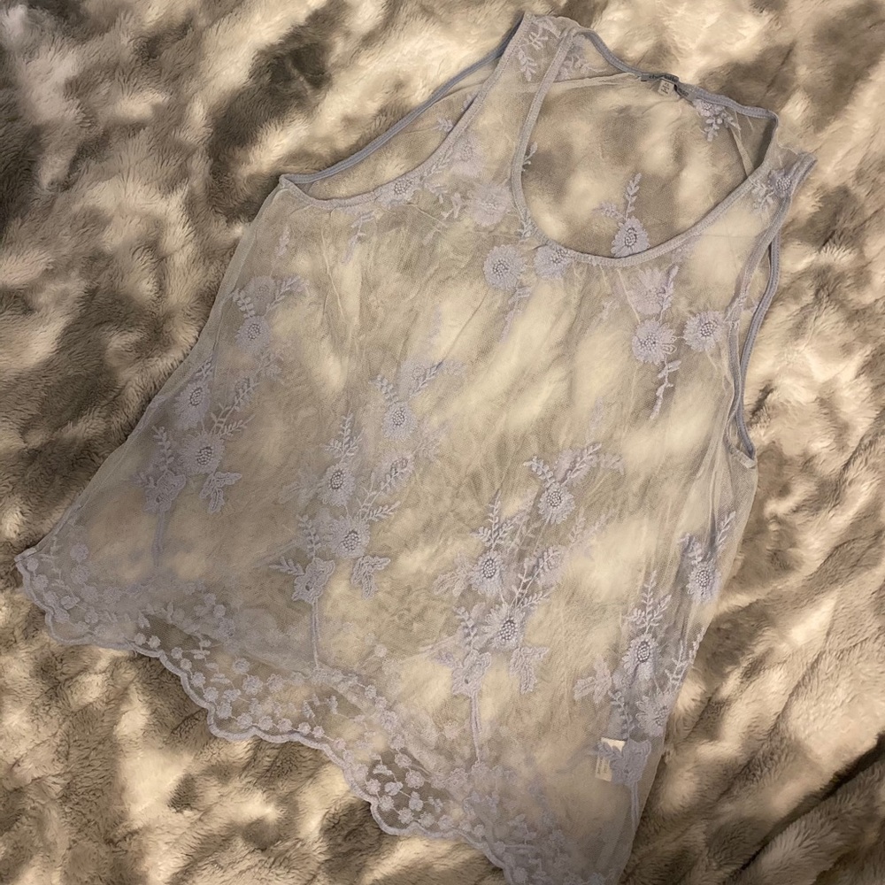 Charlotte Russe pastel blue lace overlay